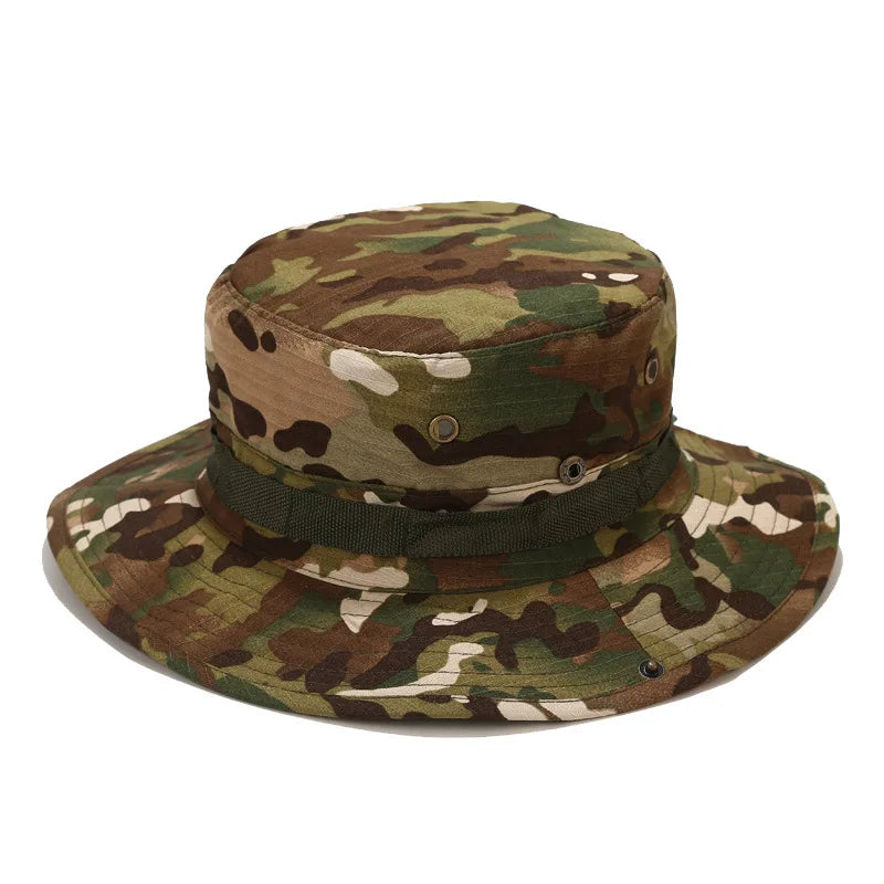 Camouflage Fishing Cap Fishing Hat Camo Men Outdoor Sports Sun Bucket Cap Fishing Hiking Hunting Hats Sun Caps