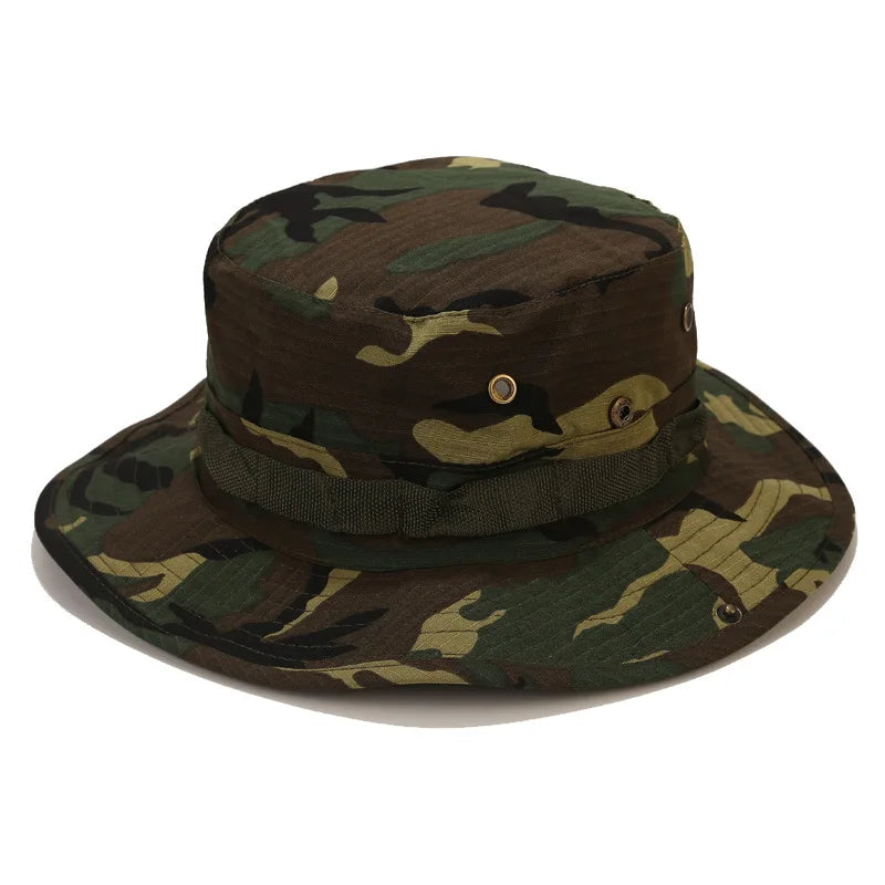 Camouflage Fishing Cap Fishing Hat Camo Men Outdoor Sports Sun Bucket Cap Fishing Hiking Hunting Hats Sun Caps