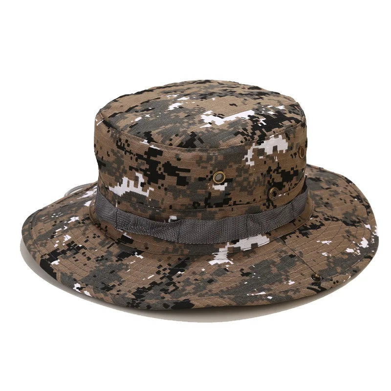 Camouflage Fishing Cap Fishing Hat Camo Men Outdoor Sports Sun Bucket Cap Fishing Hiking Hunting Hats Sun Caps