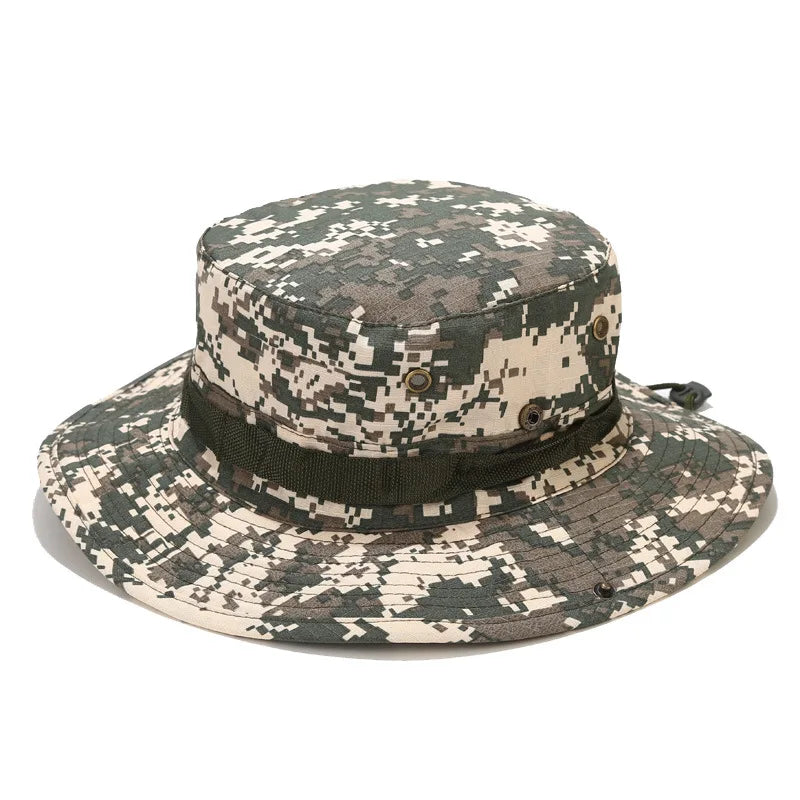 Camouflage Fishing Cap Fishing Hat Camo Men Outdoor Sports Sun Bucket Cap Fishing Hiking Hunting Hats Sun Caps