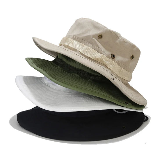 Camouflage Fishing Cap Fishing Hat Camo Men Outdoor Sports Sun Bucket Cap Fishing Hiking Hunting Hats Sun Caps